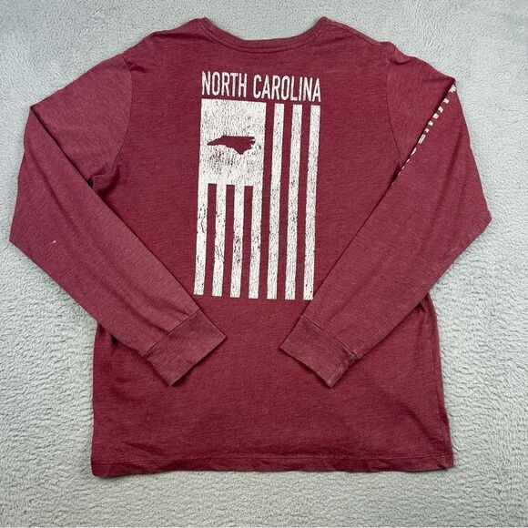 State Of Mine Shirt Mens Large Red North Carolina Long Sleeve Flag Logo Casual - Picture 6 of 13